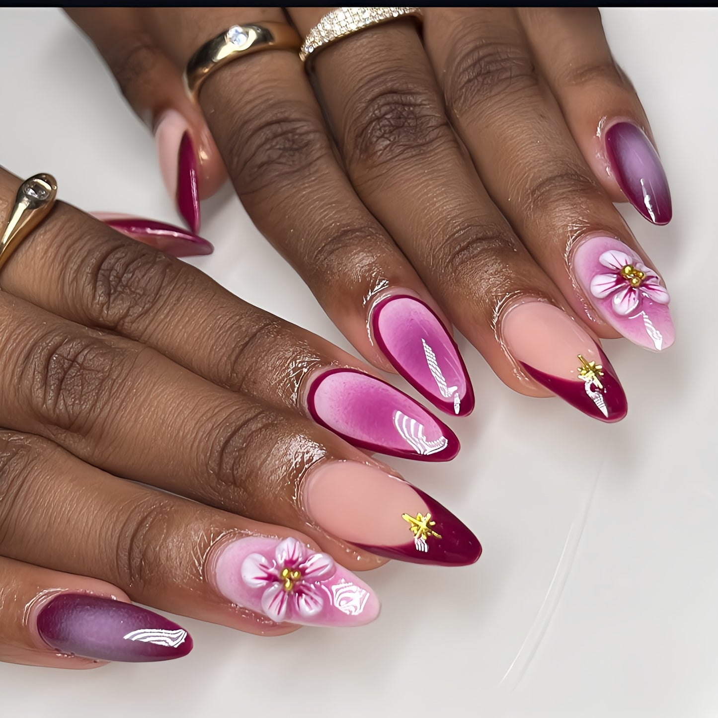 Berry Bloom Floral Press-On Nails | tns5394