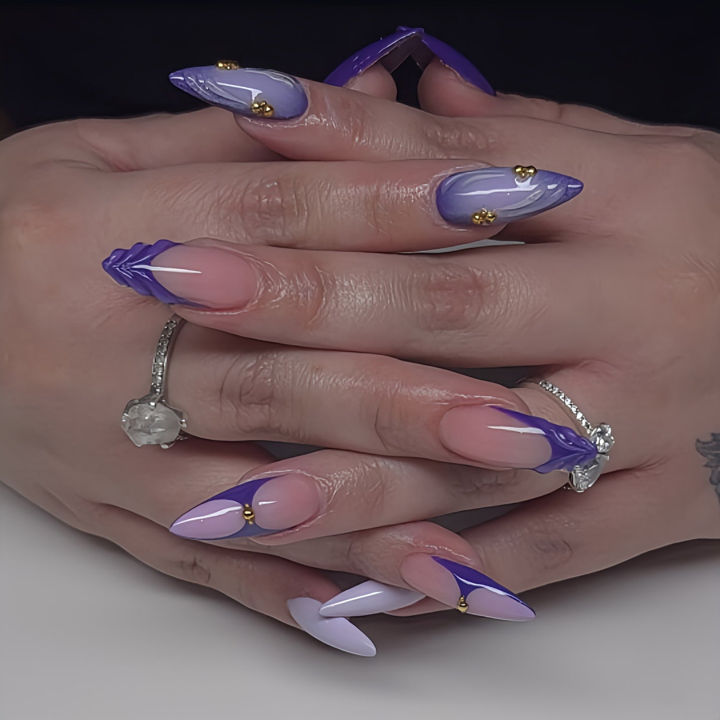 Royal Swirl Lavender Press-On Nails | tns5400