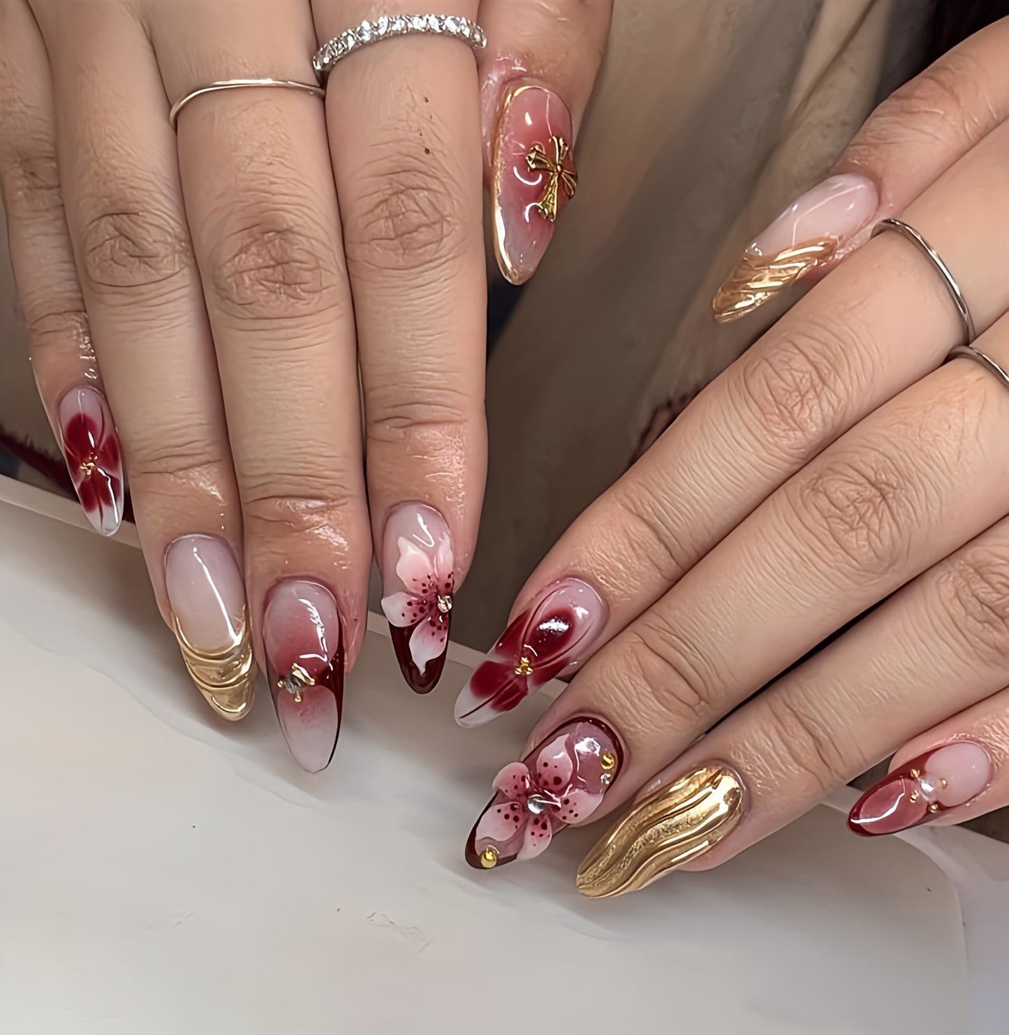 Rosé Wave Bloom Press-On Nails | tns5418