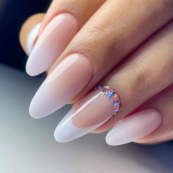 Glossy Nude French Ombre Press on Fake Artificial Nails / tns622