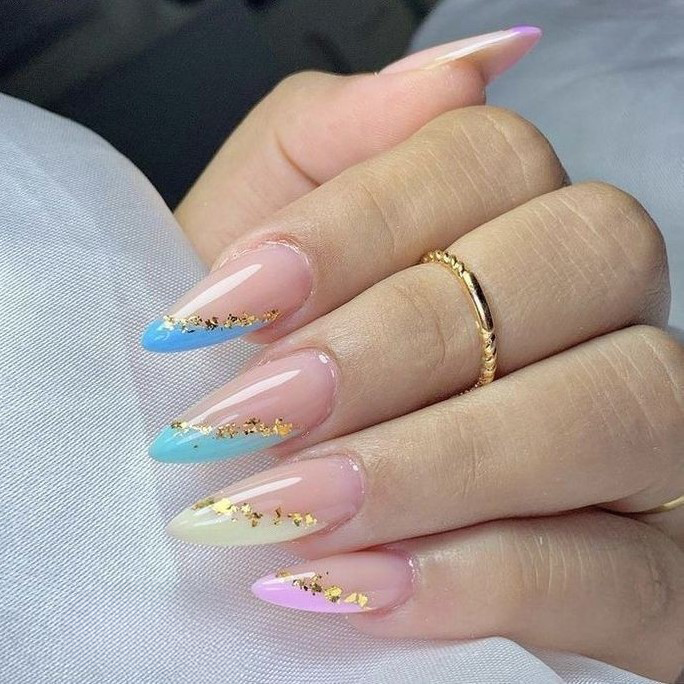 Glossy Colorful French Press on Fake Artificial Nails / tns683