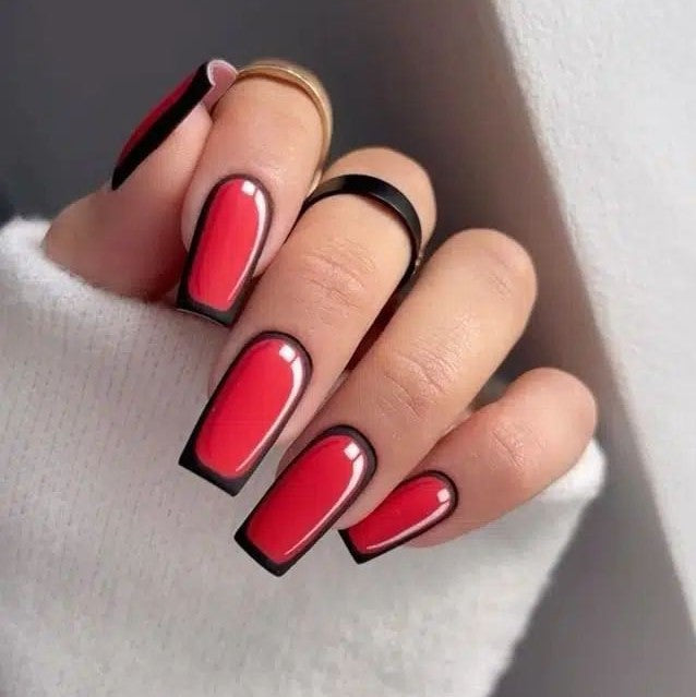Matte Red Cartoon Animated Press on Fake Artificial Nails / tns617