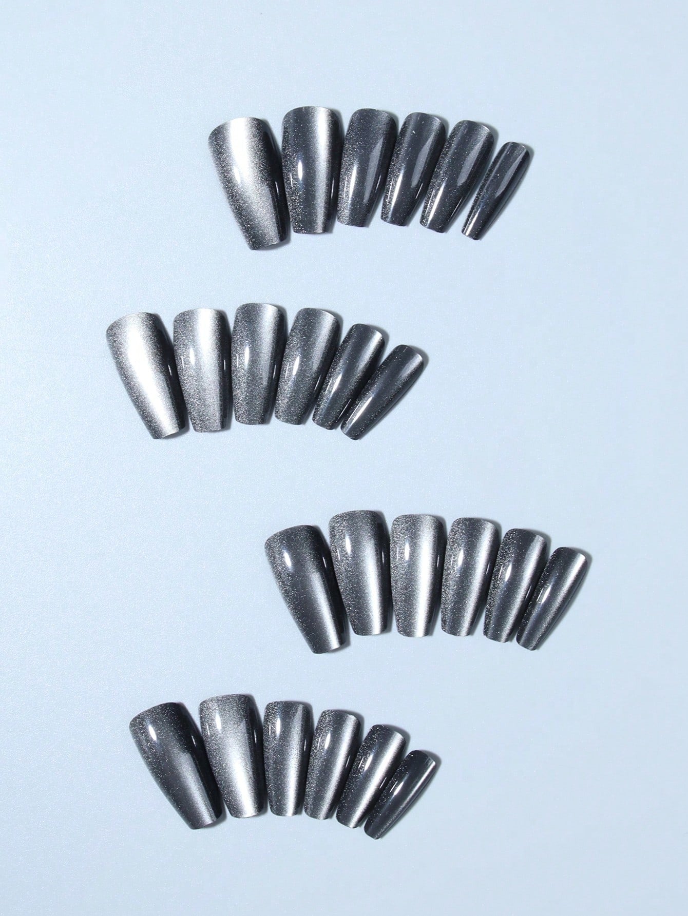 Black Cat Eye 3D Magnetic Press On Fake Nails Ballerina