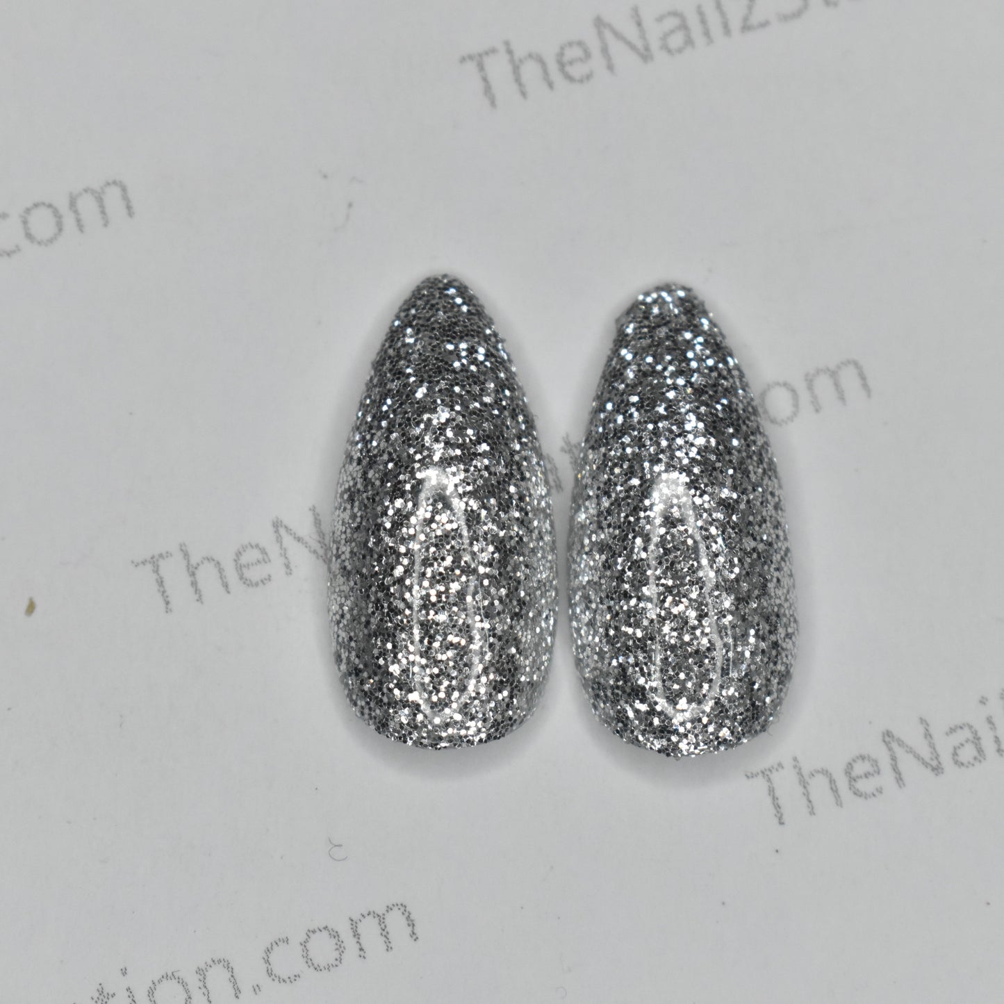 Pair of Full Glitter (Silver) Replacement Press on Nails (2 pieces)