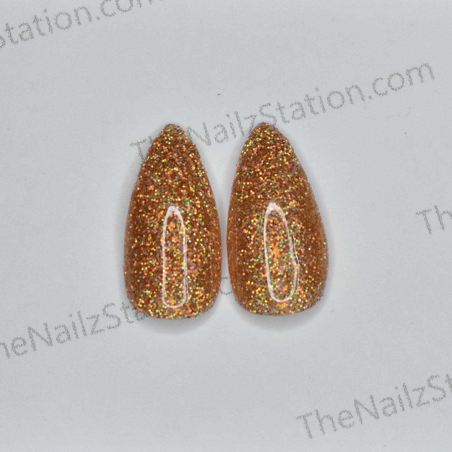 Pair of Full Glitter (Holographic Golden) Replacement Press on Nails (2 pieces)