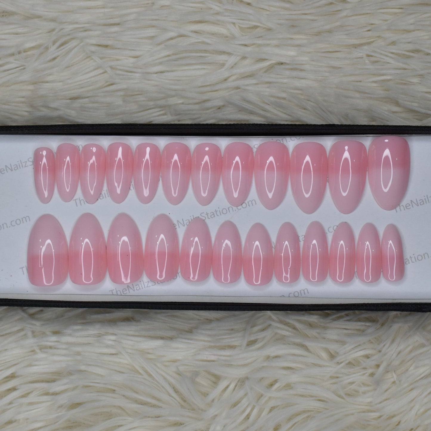 Pink French Ombre Press on Nails Set in Almond (RTS) // 373