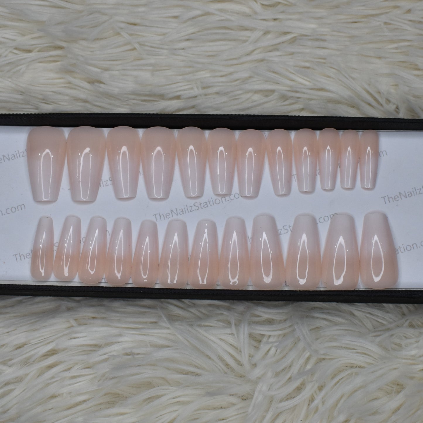 Nude French Ombre Press on Nails Set in Medium Ballerina (RTS) // 372