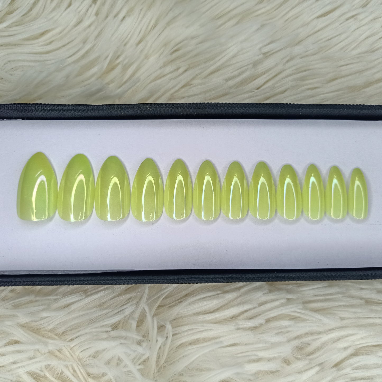 Neon Chrome Press on Nails Set in Almond ready to ship 274