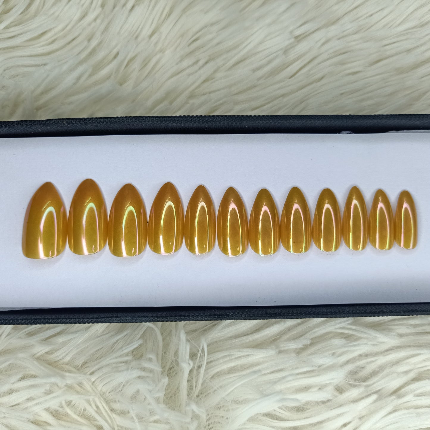 Gold Chrome Press on Nails Set in Almond ready to ship 272