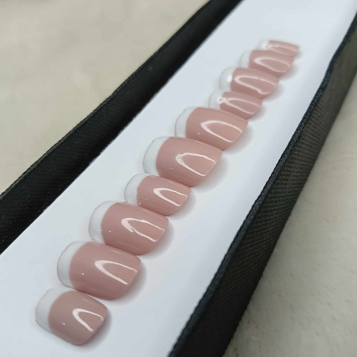 Glossy Nude French Print Press on Nails Set // 843