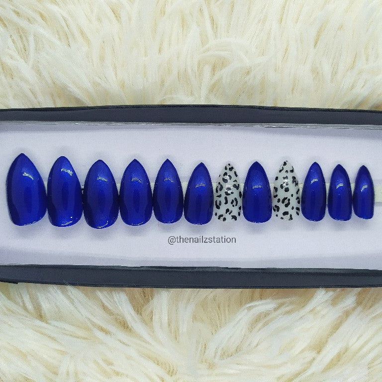 Blue Animal Print Press on Nails // 109