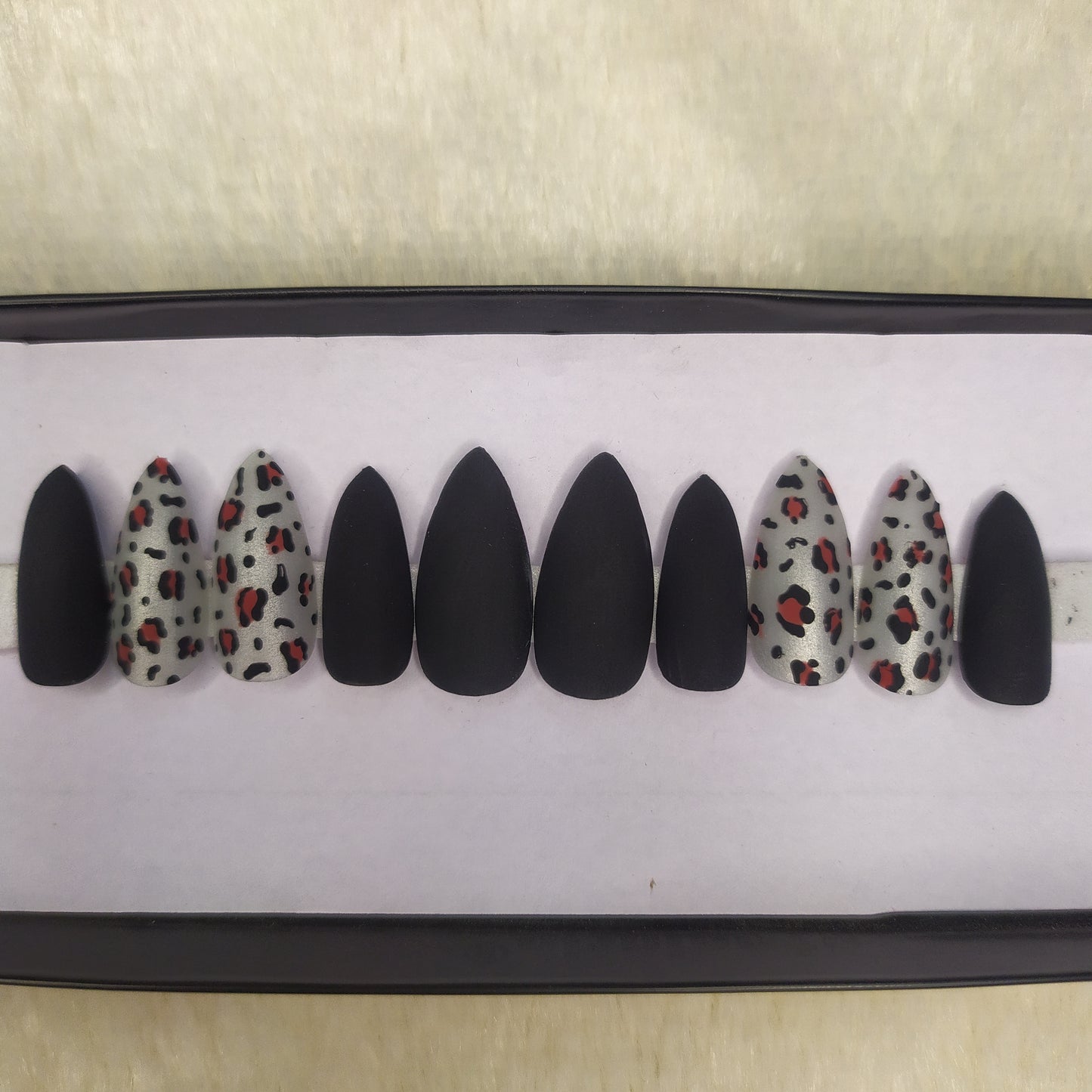 Matte Black Animal Print Press on Nails Set // 170