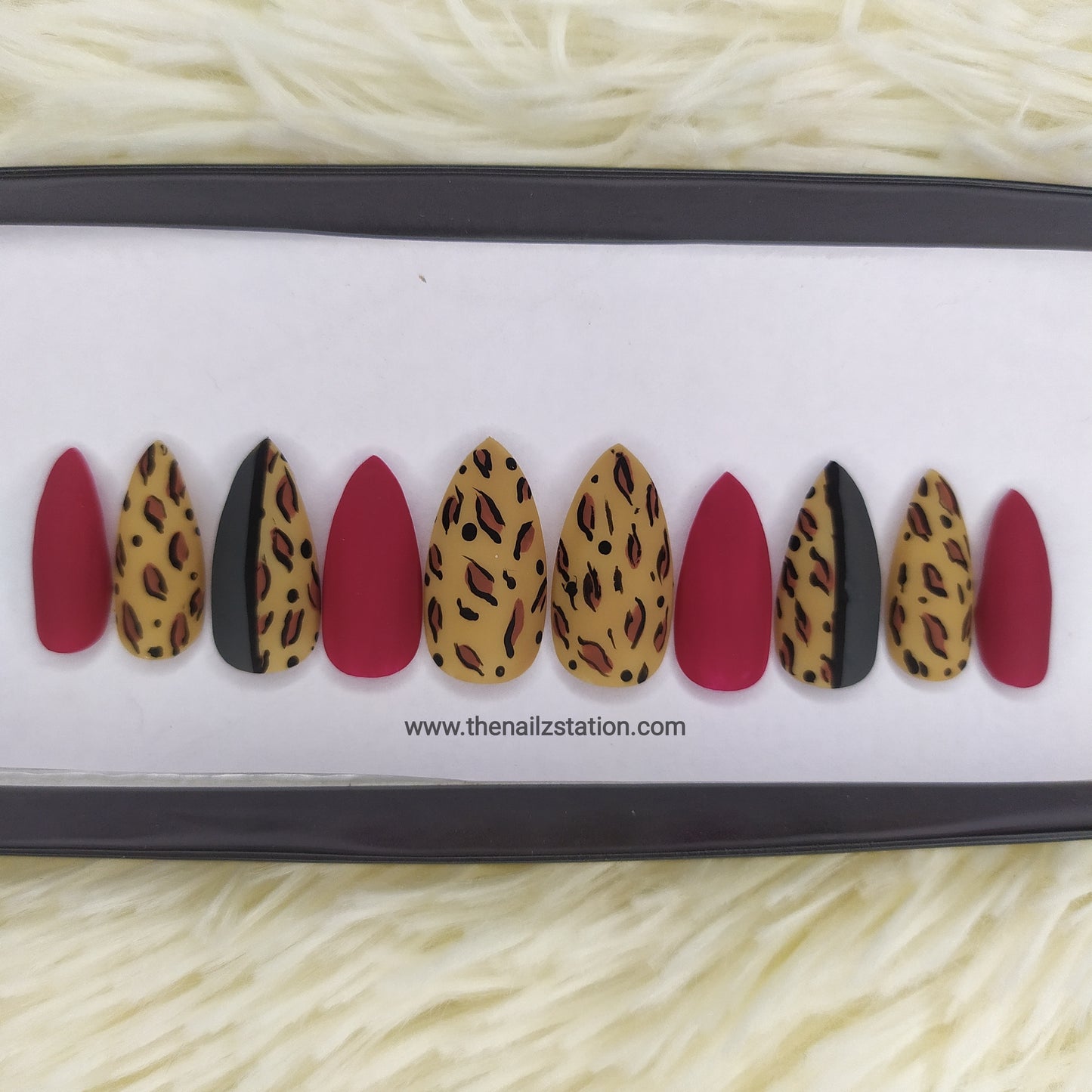 Matte Pink Animal Print Press on Nails // 141