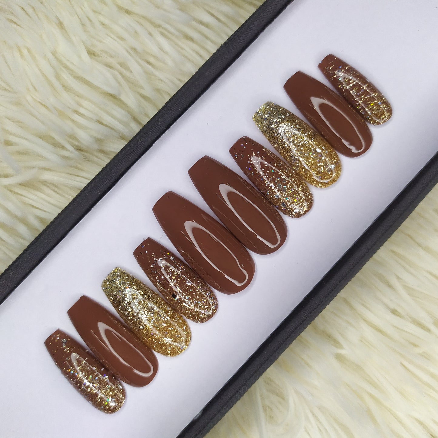 Glossy Nude Glitter Ombre Press on Nails // 101