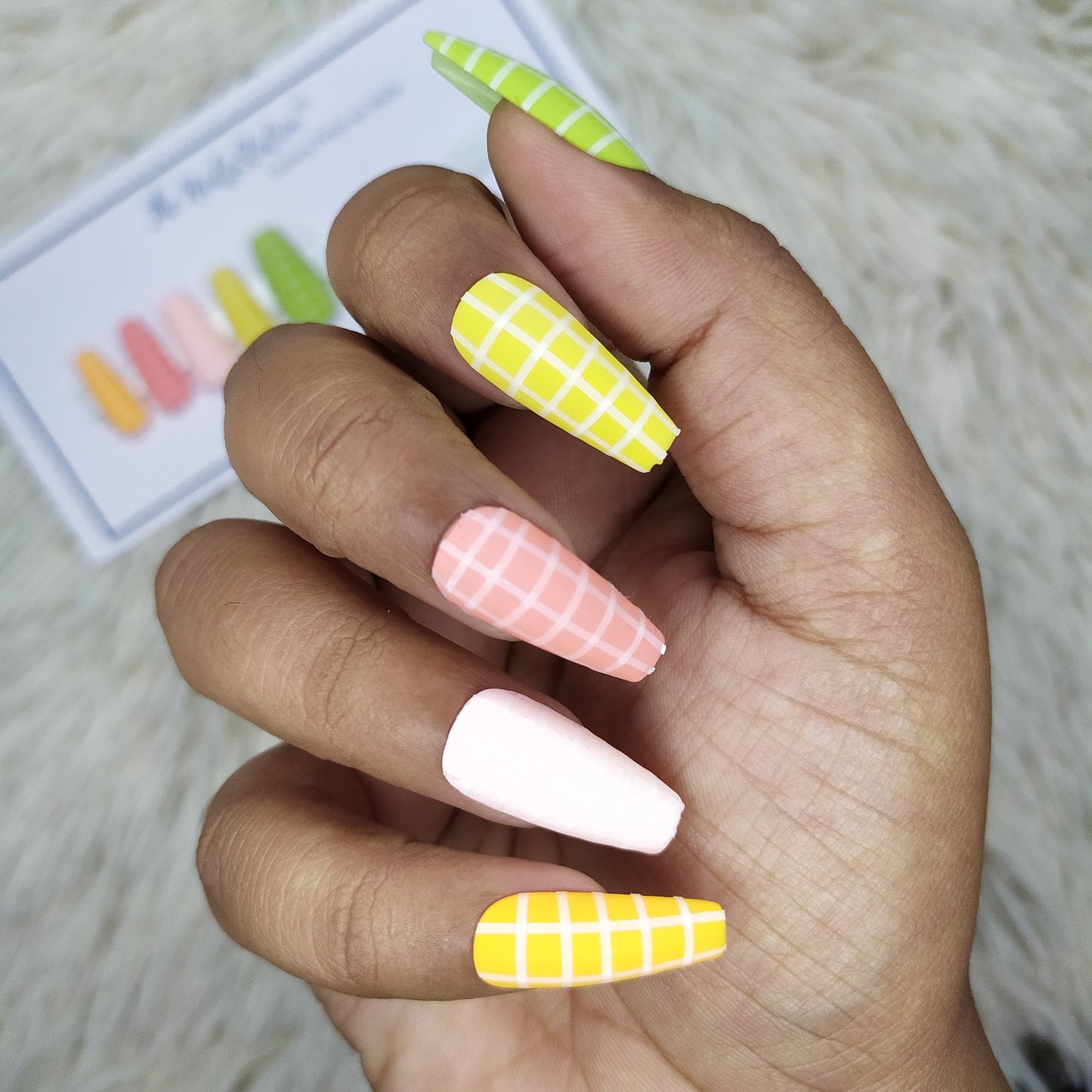 Matte Pastel Blocks Press on Nails Set // 475
