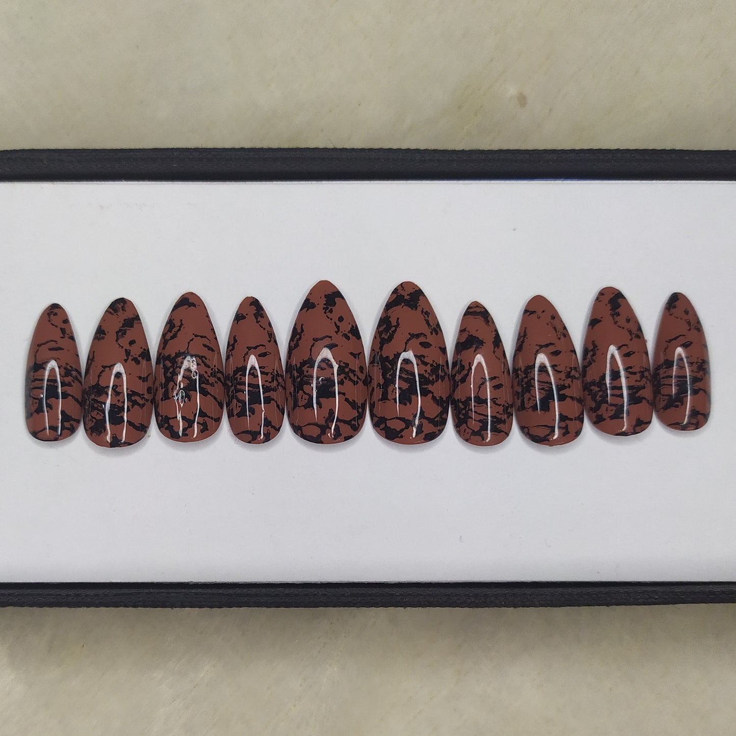 Dark Nude Marble Press on Nails // 114