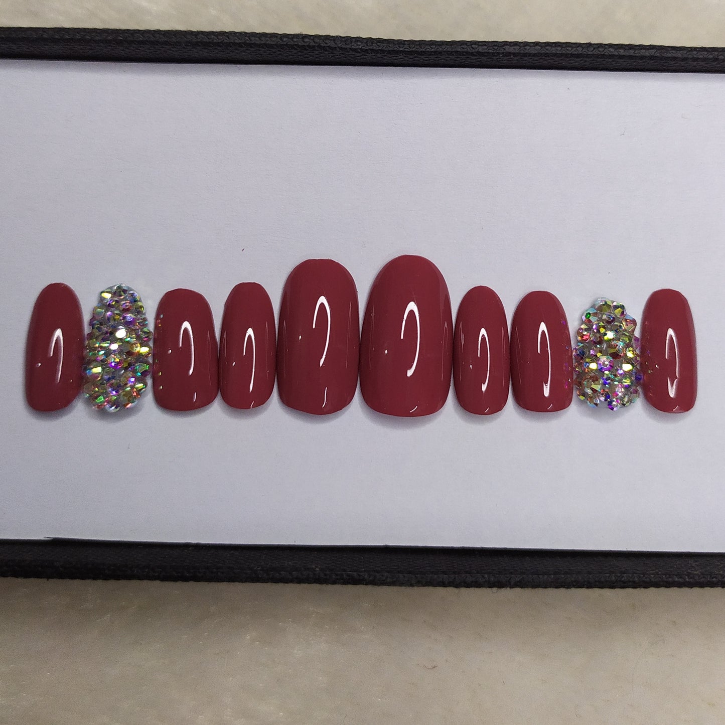 Glossy Rose Studded Press on Nails Set // 518