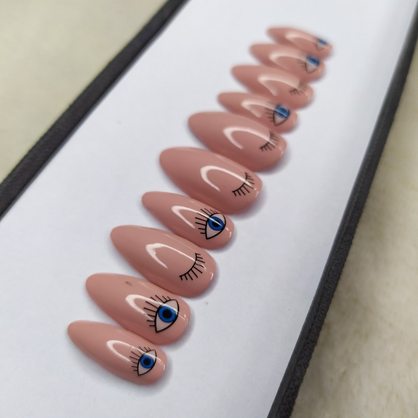 Glossy Nude Evil Eye Press on Nails Set // 553