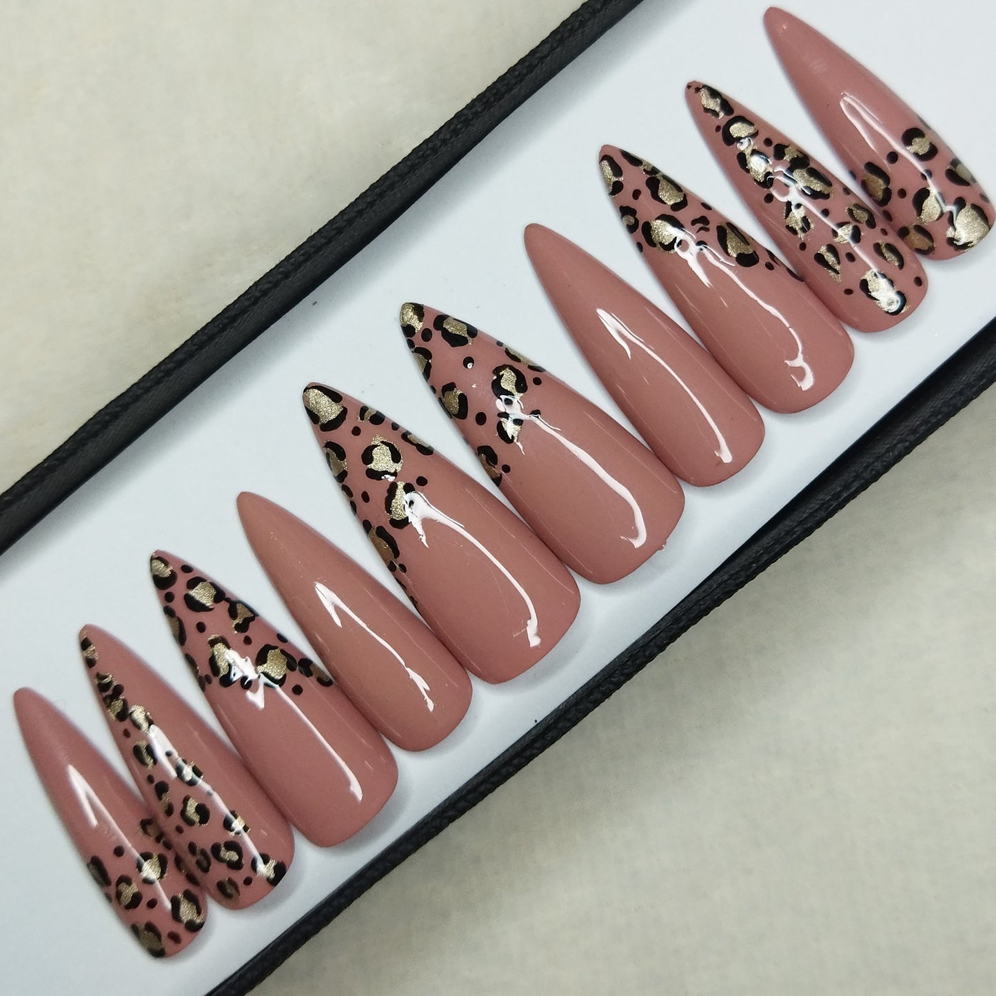 Glossy Nude Animal Print Press on Nails Set // 570