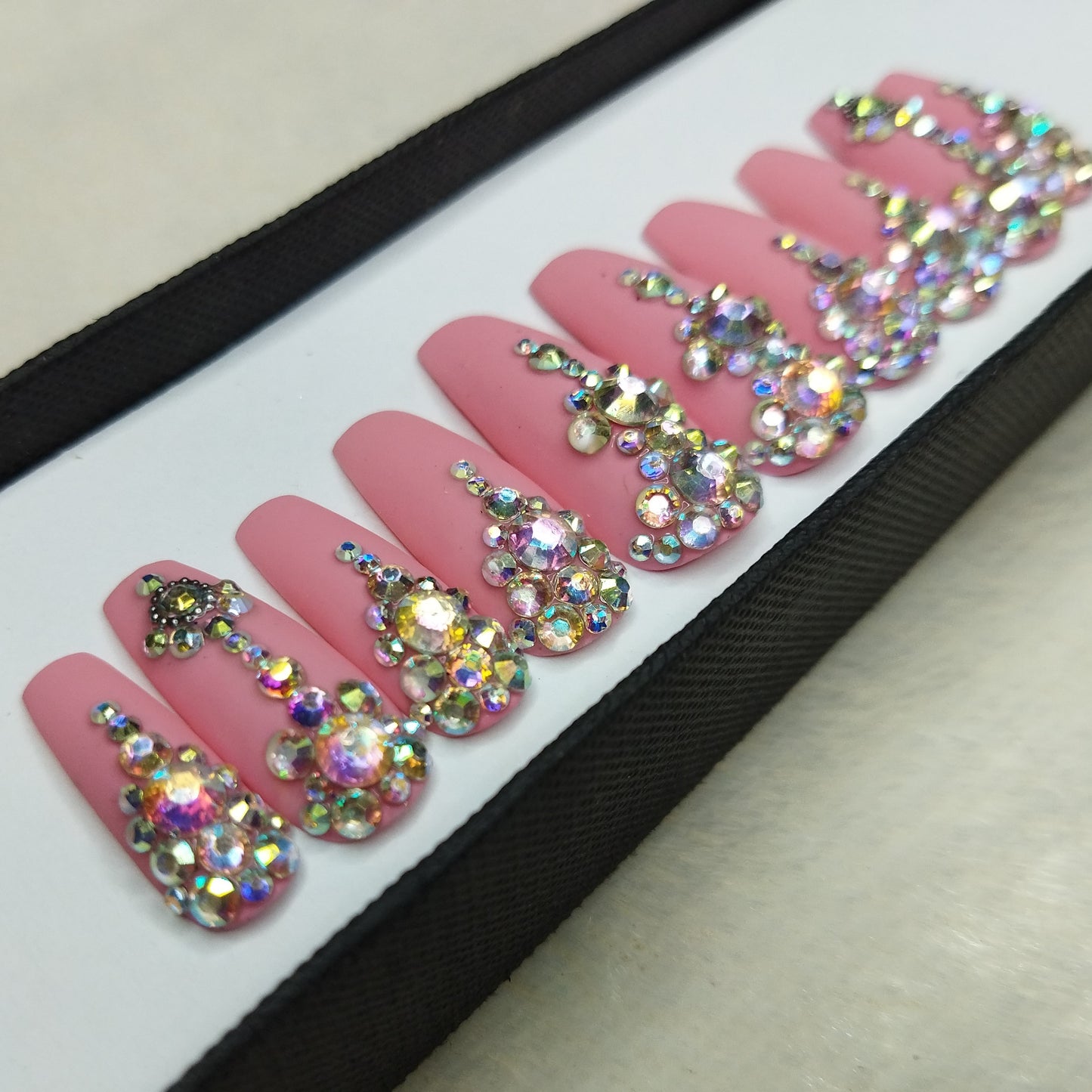 Lux Collection: Matte Light Pink Studded Press on Nails Set // 593