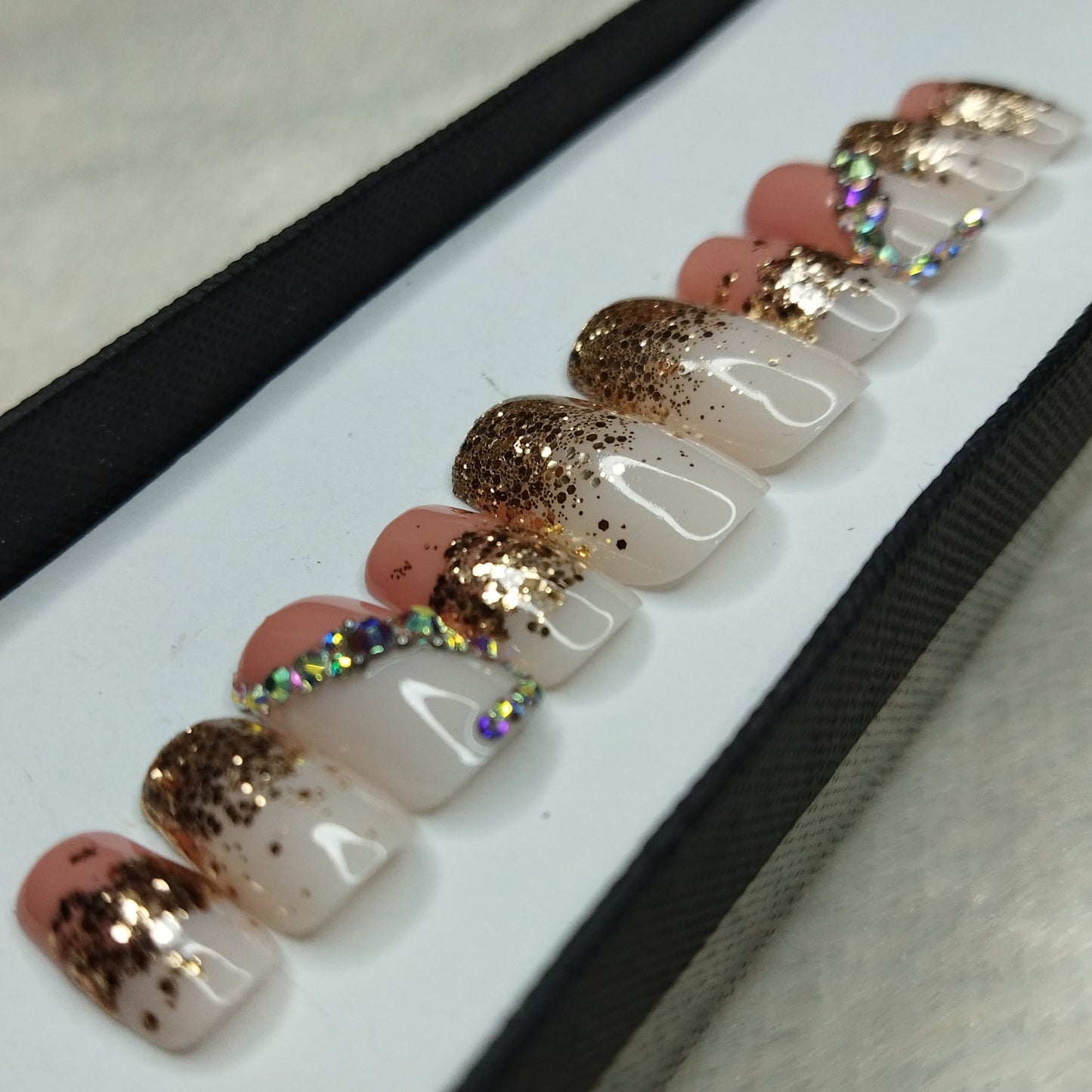 Glossy Nude Studded Press on Nails Set // 688