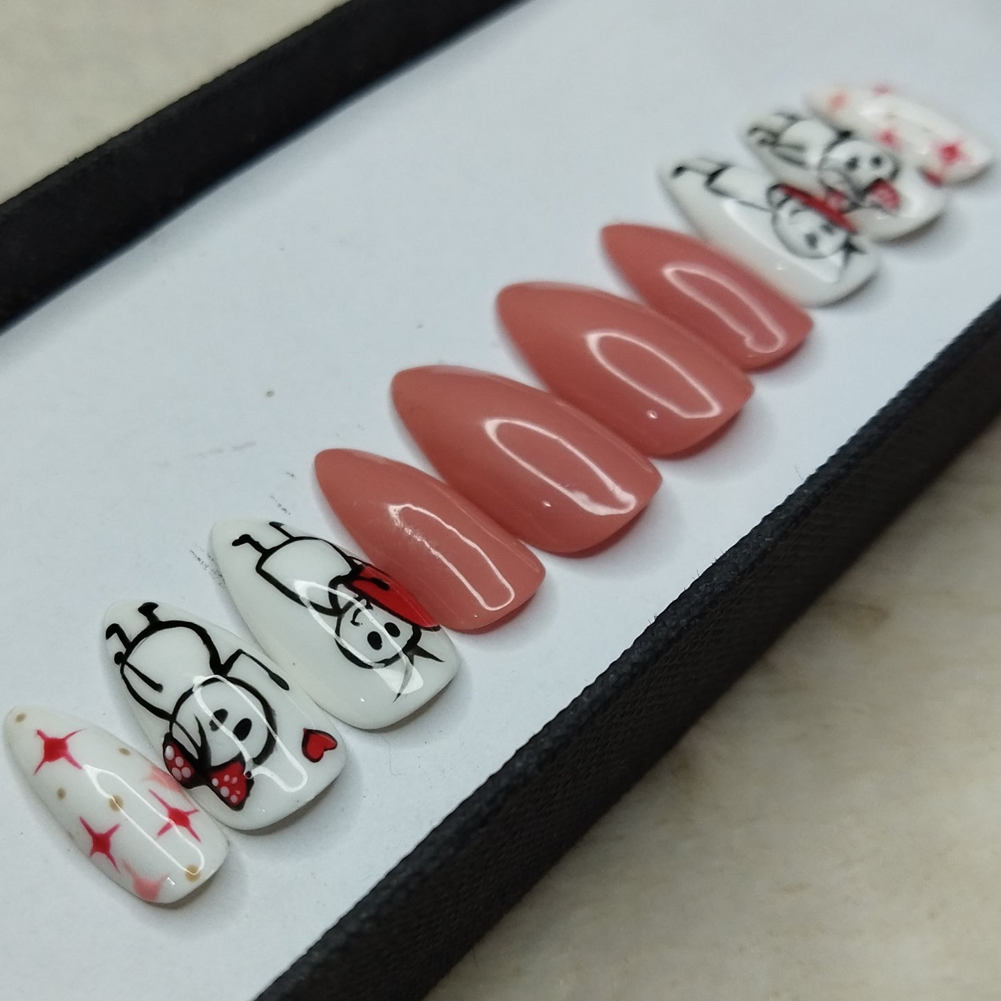 Valentine Collection: Glossy Peach Girl & Boy Press on Nails Set // 733