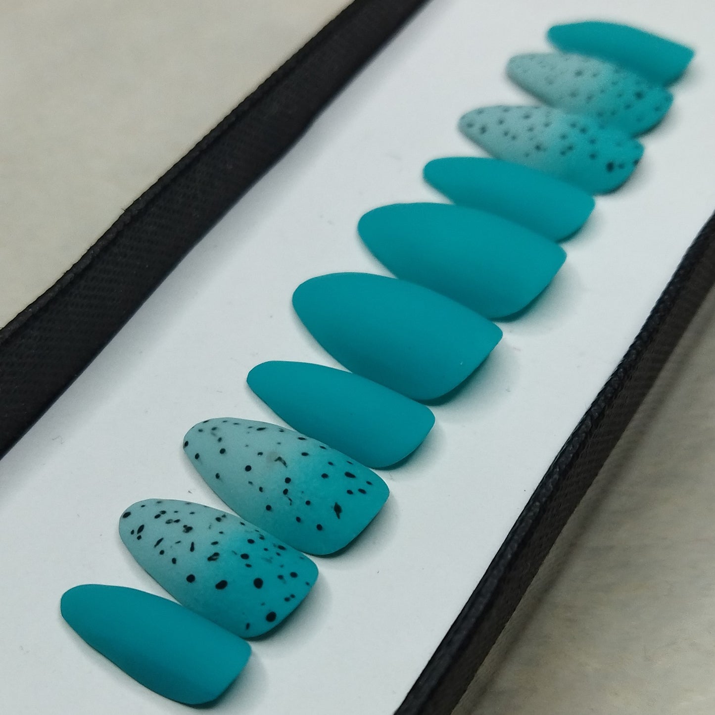 Matte Light Blue Ombre Print Press on Nails Set // 795