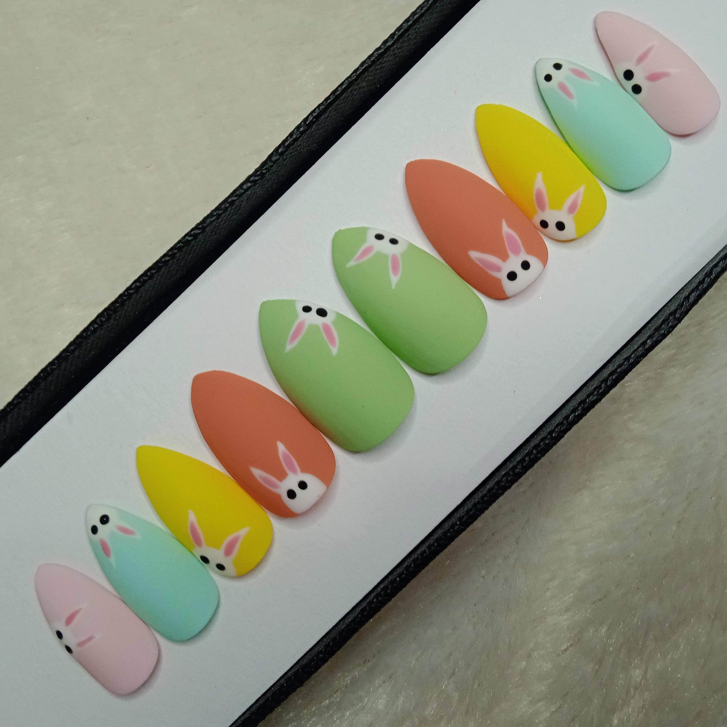 Matte Colorful Cute Bunny Print Press on Nails Set //892