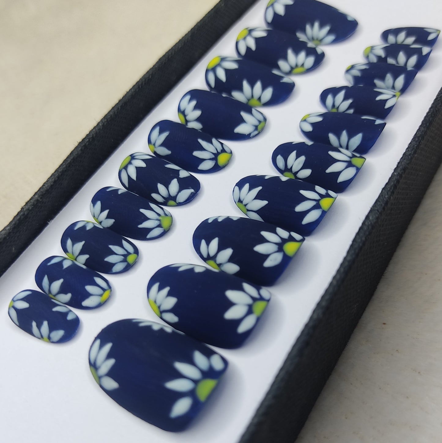 Matte Blue Flower Press on Nails // 1028