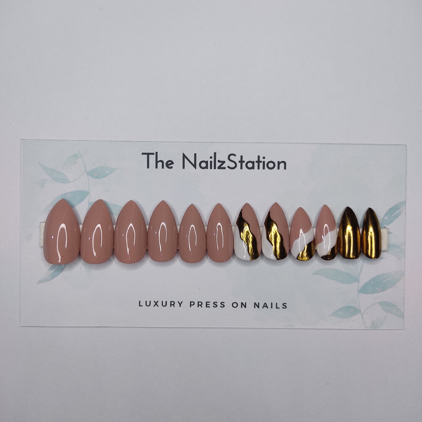 Glossy Chrome Swirls Press on Fake Nails // tns485