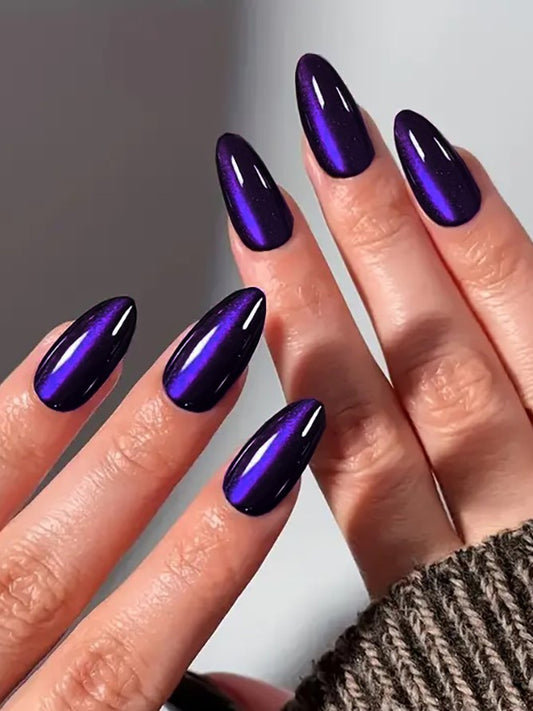 Blue Cat Eye 3D Magnetic Press On Fake Nails