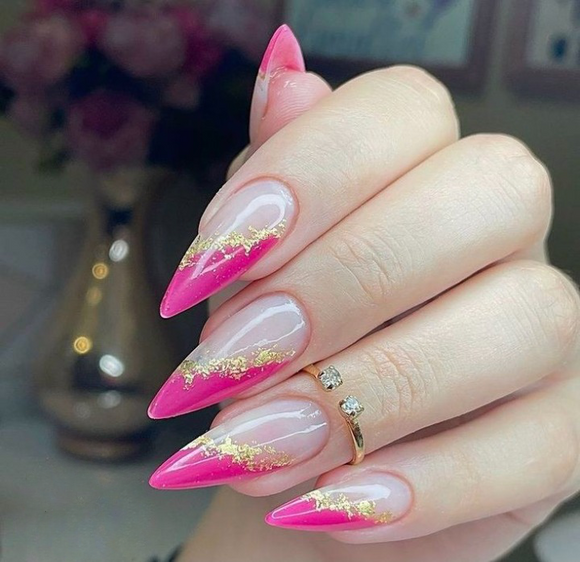 Glossy Pink French Press on Fake Artificial Nails / tns686