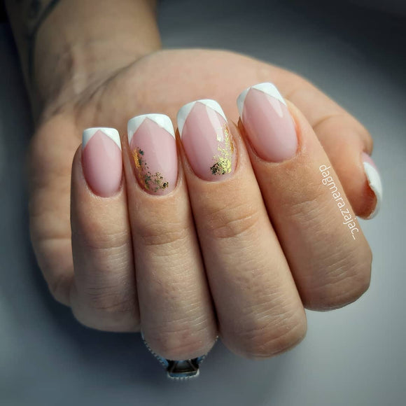 Glossy Nude French Press on Fake Nails // tns874
