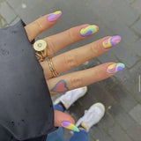Glossy Colorful Pastel Swirls Press on Fake Nails // tns881