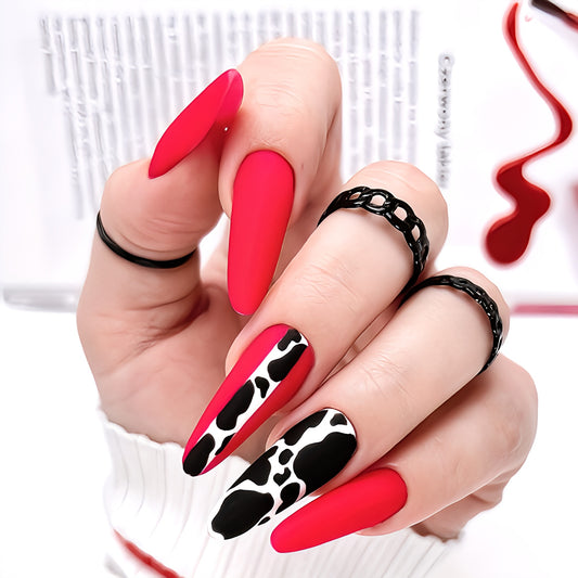 Matte Pink And Black  Press on Fake Nails // tns964