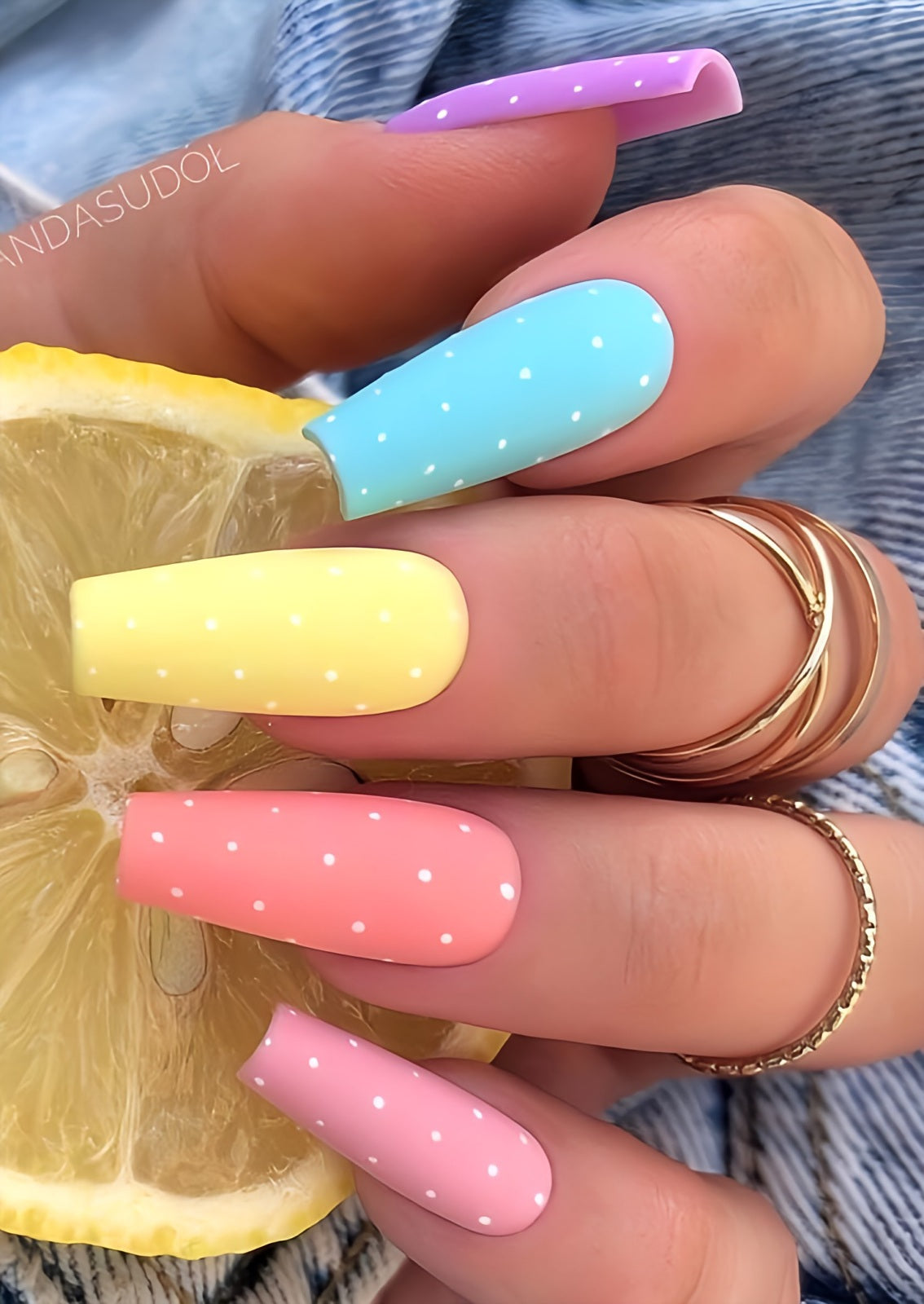 Matte Colorful Pastels Press on Fake Nails // tns937