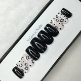 The NailzStation Glossy Black Floral Press on Fake Artificial Nails Set with glue, filer, sticker application kit // 1122