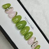 The NailzStation Glossy Light Green Animal Print Press on Fake Artificial Nails Set with glue, filer, sticker application kit // 1106