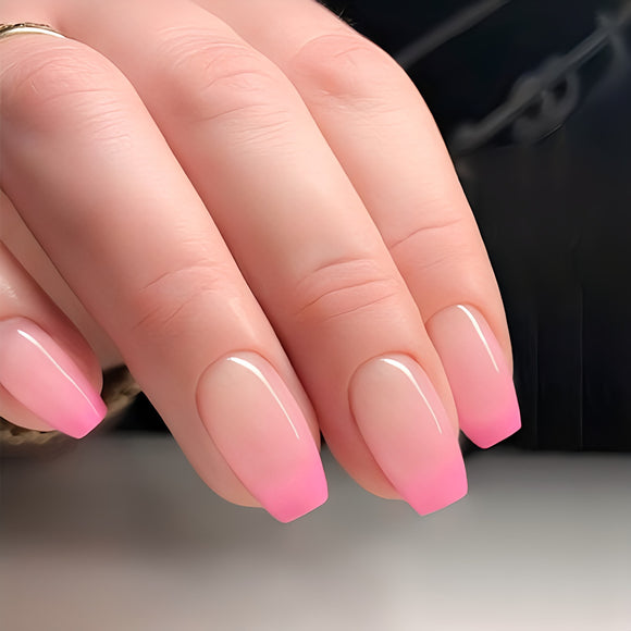 Glossy Pink Ombre Artificial Press on Fake Nails Set- RTS (Pack of 24 nails)