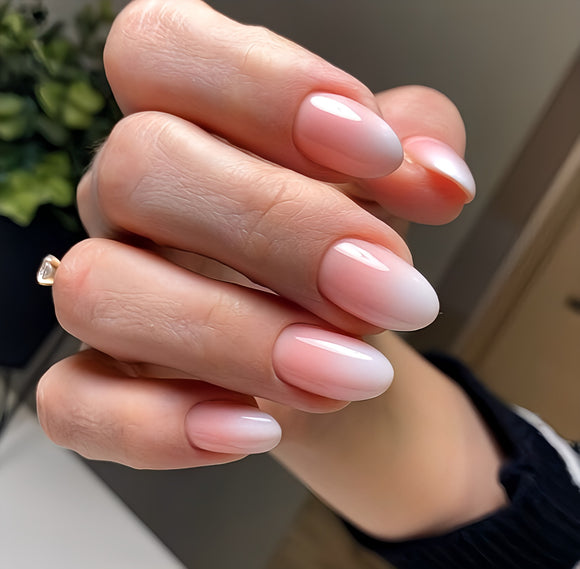Glossy Nude Ombre Artificial Press on Fake Nails Set- RTS (Pack of 24 nails)