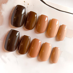 Glossy Plain Browns Press on Fake Nails // tns880