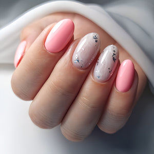 Glossy Pink Marble Press on Fake Nails // tns884