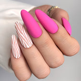 Matte Pink Swirls Press on Fake Nails // tns899