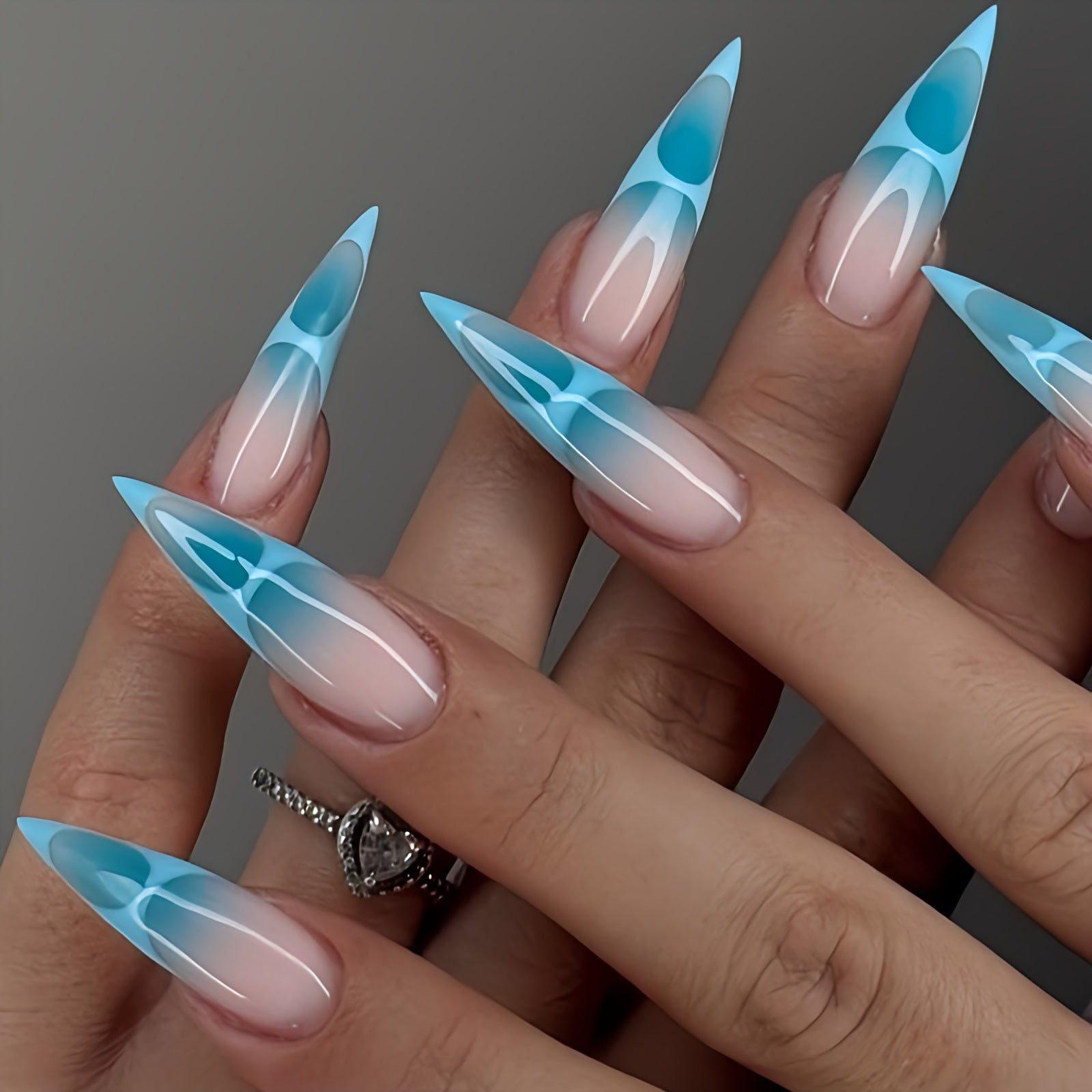 Ice Blue Flame Press-On Nails | tns5395