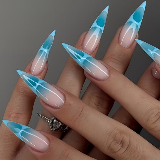 Ice Blue Flame Press-On Nails | tns5395