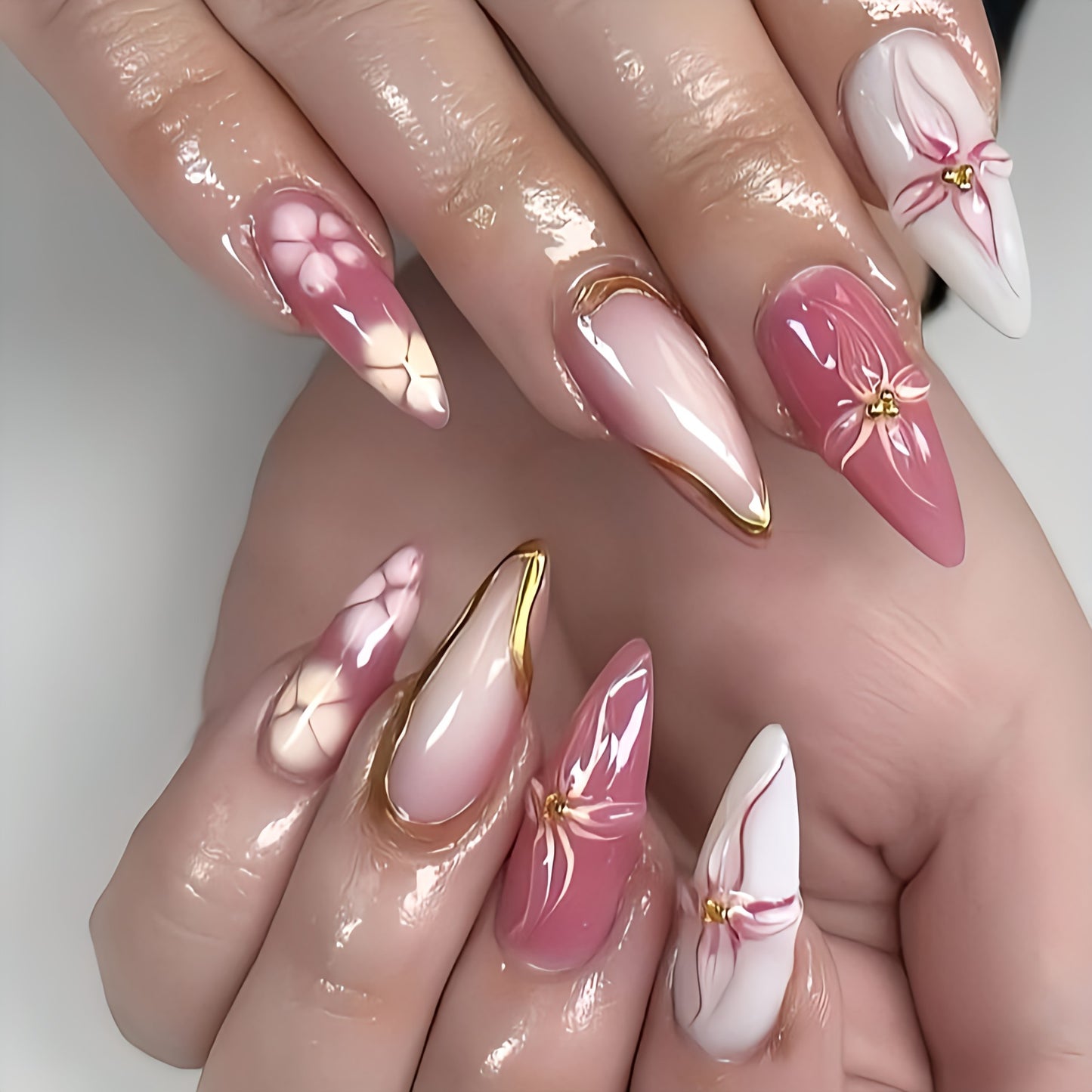 Petal Glow Luxe Press-On Nails | tns5419