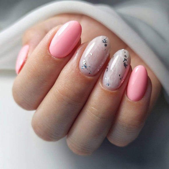 Glossy Pink Marble Press on Fake Nails // tns884