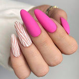 Matte Pink Swirls Press on Fake Nails // tns899
