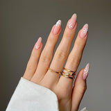 Matte Nude Floral Press on Fake Artificial Nails / tns528