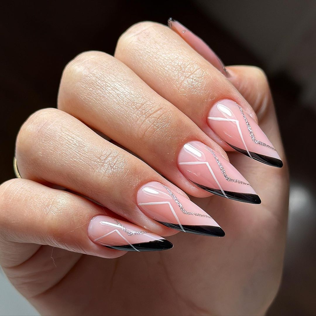 Glossy Nude French Press on Fake Artificial Nails / tns748